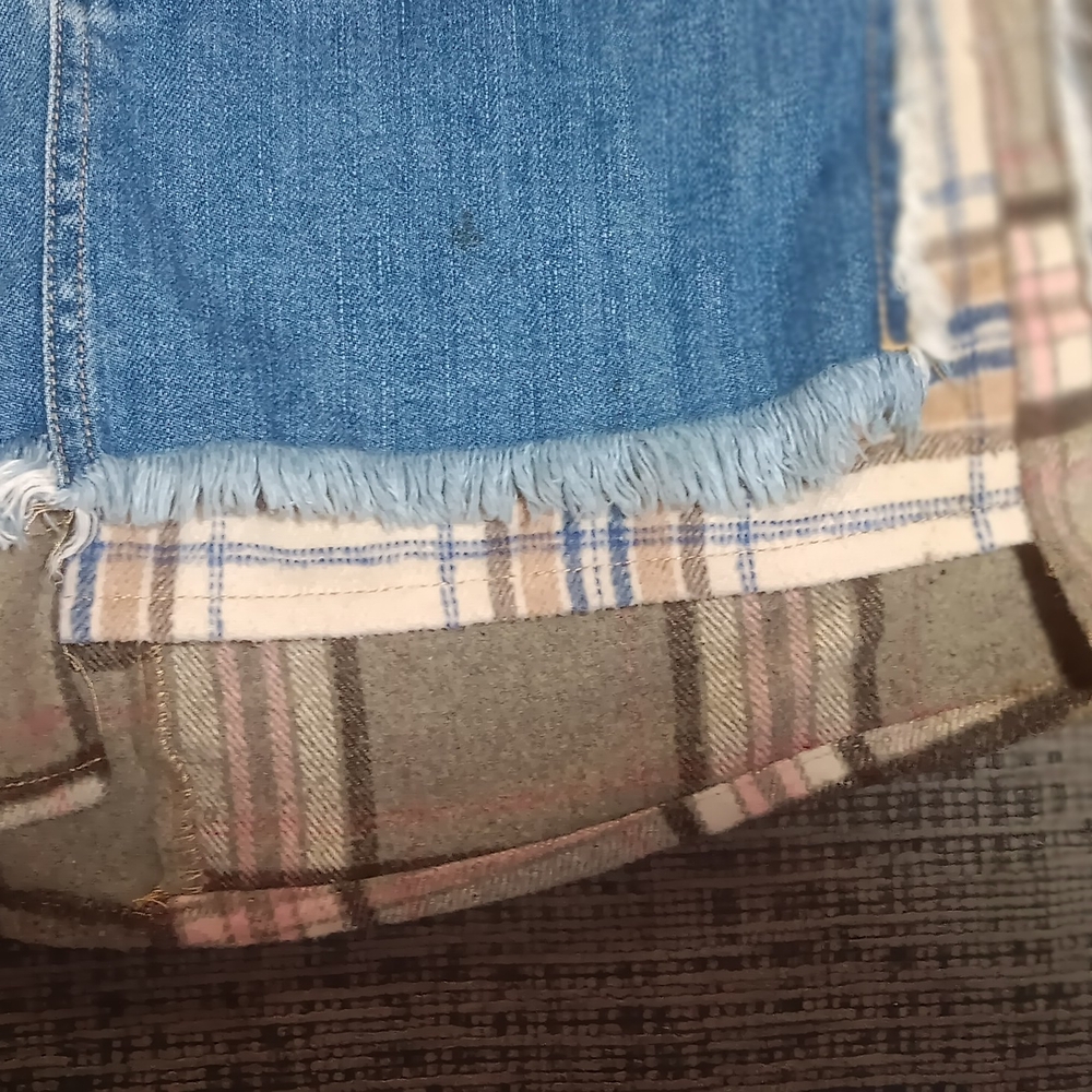 Denim and Plaid Fringe Skirt - Picture 11 of 11